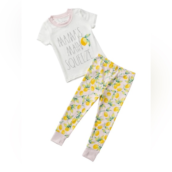 NWT Rae Dunn Girl's "MAMAS MAIN SQUEEZE" Short Sleeve Tee and Jogger Pajama Set - Picture 1 of 6